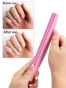 10/6/3/1pc Double-Sided Nail Buffer Polishing Strips, Half-Round Sponge Nail File, Double-Sided 100/180 Grit, Easy To Use, Nail Polish Polishing Buffing Strip, Suitable For Home, Nail Salon Pedicure And Manicure Tools Polishing, Nail Care Accessory, Nail File - Pink - View 2