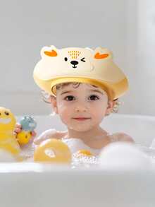 1pc Adjustable Cartoon Waterproof Bath Cap - Baby Bathing & Hair Washing Cap, Portable Shower Cap, Water-Shielding Eye Protection Design, Cute Deer Shape - High-Quality Ear Protection Function, Bathroom Essential Bathing Cap, Practical Bathroom Accessory, Fun Design, Comfortable To Wear - Multicolor - View 4