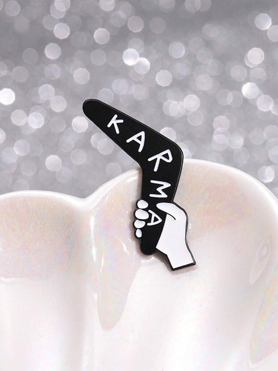 Silent Attitude Enamel Pin Series - Minimal Hand Gesture Meme Brooch Collection - Black - View 1
