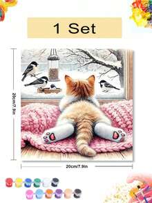 1pc/4pcs Snow Beach Scene Cat In Water Theme DIY Digital Oil Painting Handmade Adult Home Decor Holiday Gift - 20x20 - View 7