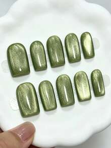 Shecass 10片手工穿戴甲 短甲款 適合夏季度假、畢業派對 - 彩色 - 查看 3