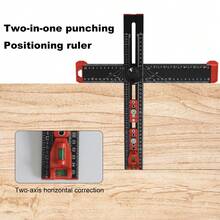 1 Set 2-In-1 T-Square Hole Position Marking & Positioning Tool, 35cm/13.77in, Aluminum Alloy Multi-Function Square Ruler Marking & Measuring Tool, For Precise Layout And Marking, High-Precision Square Ruler Suitable For Accurate Drilling Of Drawers And Doors - B - View 5