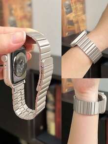 Huastonband 1條磁吸式不鏽鋼金屬錶帶，相容 38mm/40mm/41mm/42mm/44mm/45mm/49mm/46mm，適用於 Ultra/SE/S10/S9/8/7/6/5/4/3 系列。佩戴舒適，四季皆宜。智慧手錶配件錶帶，女性配件夏季海灘派對聚會、母親節、畢業季、返校季學生同學禮物 - 星光色 - 查看 2
