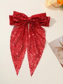 1pc Girls Glitter Bow Hair Clip, Suitable For Party, Wedding, Performance - Multicolor - View 8