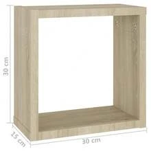 vidaXL 4X Cube Shelf Wall Shelf Hanging Shelf Cube Lounge CD Shelf Decorative Shelf Bookshelf Floating Shelf Wall Board Shelf Cube Light Oak Khaki 30x15x30cm - Light Oak Khaki - View 3