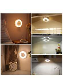 Touch Control LED Night Light, USB Rechargeable, 3-Color Dimmable, Wall-Mounted Bedroom Bedside Lamp, Suitable For Walls, Closets, Kitchens, Under Cabinets And Countertops - One Size Fits All - View 6