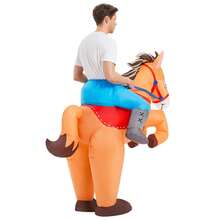 Inflatable Horse Riding Costume, Inflatable Cowboy Horse Costume, Funny Inflatable Horse Costume, Unisex Halloween Costume - Brown - View 6