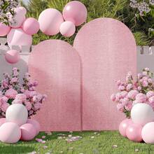 5ft/6ft/6.6ft/7.2ft Pink Backdrop Cover, Round Top Chiara Backdrop, For Wedding Birthday Party Photography Decoration (Arch Frame Not Included) - View 5