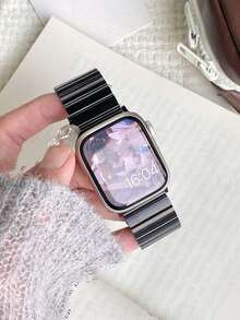 Huastonband 1條磁吸式不鏽鋼金屬錶帶，相容於 38mm/40mm/41mm/42mm/44mm/45mm/49mm/46mm，適用於 Ultra/SE/S10/S9/8/7/6/5/4/3 系列。佩戴舒適，適合四季。智慧手錶配件錶帶，女性夏季海灘、派對、母親節、畢業季、返校學生同學禮物配件 - 黑色 - 查看 5