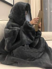 1件超柔軟可穿戴毯子連帽衫 - 法蘭絨毯子運動衫，適合成人（男士和女士），大尺寸，超舒適保暖毯子附口袋和袖子，均碼，理想的聖誕節和週五禮物，空調毯 - 彩色 - 查看 14