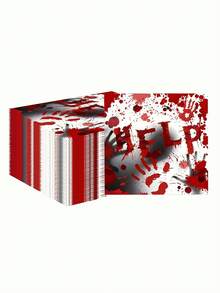 20/1pc Halloween "Help Needed" - Disposable Napkins With Bloody Handprints And Footprints. Suitable For Party Decorations, Halloween Decorations, Table Decorations, Halloween And Christmas Decorations. - One Size Fits All - View 6