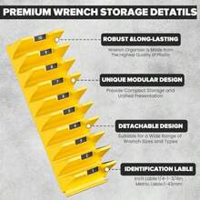 Modular Wrench Organizer Wrench Holder - Wrench Tool Organizers For Tool Drawer Storage, Wrench Storage Set With Metric And SAE Label, Wrench Rack Tool Gift For Professional Mechanics - Yellow - View 5