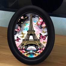 1pc 3D Black Picture Frame, Vibrant Color, Replaceable Photo, Oval Wall Decor, No Drilling Required, Suitable For Home Decor, Office Decor, Gothic Style, Holiday Decoration, Halloween, Thanksgiving And Other Festival Decor - 5 - View 2