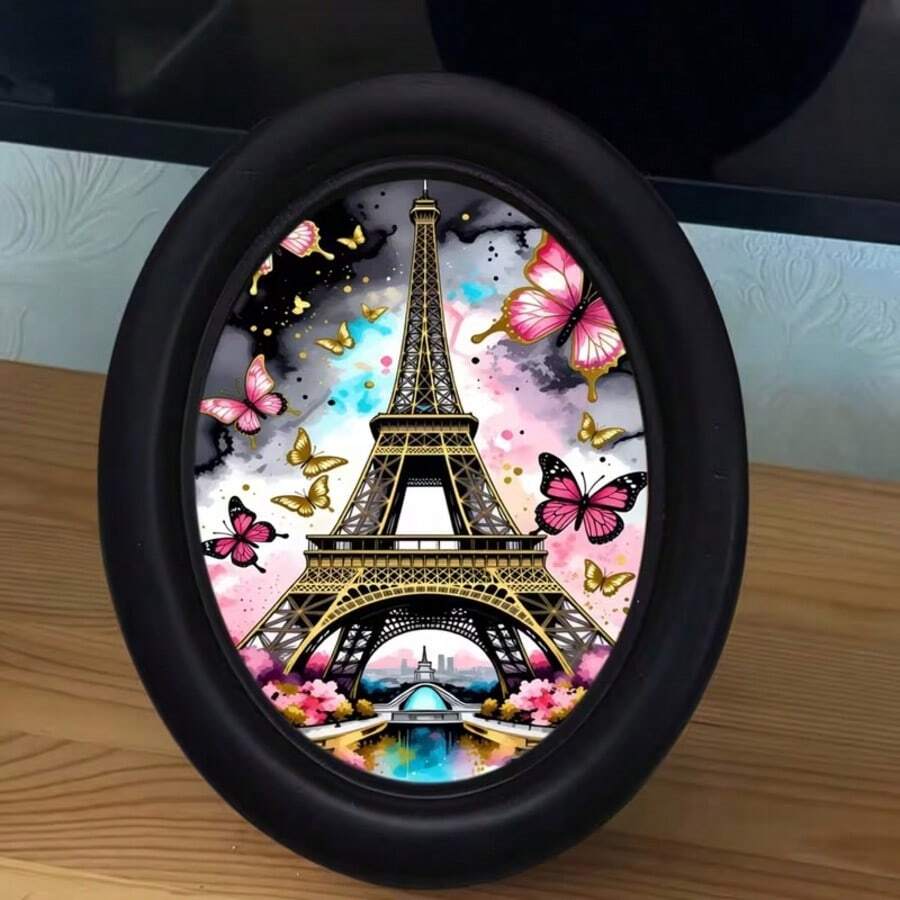 1pc 3D Black Picture Frame, Vibrant Color, Replaceable Photo, Oval Wall Decor, No Drilling Required, Suitable For Home Decor, Office Decor, Gothic Style, Holiday Decoration, Halloween, Thanksgiving And Other Festival Decor