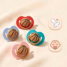 Nuevo paquete de 4 piezas de chupete de silicona suave para bebé con tetina para el pulgar, chupete con forma divertida de baloncesto, regalo perfecto para recién nacidos - Multicolor - Ver 2