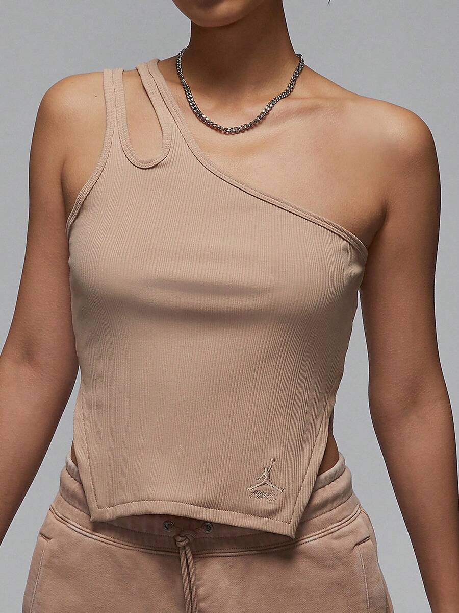 Nike/Jordan 正品女款透氣時尚不對稱羅紋背心 FN5799-244 - FN5799-244 - 查看 1