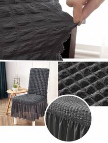 1 Stück/4 Stücke Luftpolster-Mesh-Stuhlbezug, vollständige Abdeckung, weich, staubdicht, hoch elastisch, mehrfarbig, universeller Esszimmerstuhlbezug für Zuhause, geeignet für Restaurant, Wohnzimmer, Hotel, wiederverwendbar - Dunkelgrau - Übersicht 4