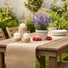 Coarse Linen Table Runner, Rustic Linen Table Runner, Natural Linen, Suitable For Wedding, Party, Kitchen, Restaurant, Christmas And Other Holiday Table Decoration - Camel - View 1