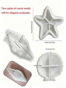 Starfish Shell Conch Tray Silicone Mold, DIY Plaster Cement Resin Casting Ocean Theme Style Mold, Silicone Candle Holder Mold, DIY Handmade Silicone Jewelry Tray Mold, Home Desktop Decoration - Multicolor - View 9