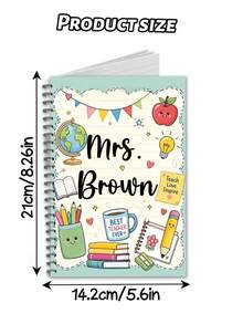 1pc Custom Teacher Name Spiral Notebook,Cute Classroom Clipboard For Educators Students,Teachers Office Staffs Gift,Back To School,Teacher Appreciation Gift,Classroom Must Haves,Lesson Plan Notebook - Multicolor - View 3