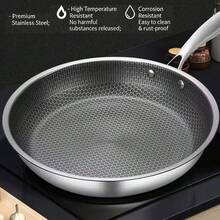 Stainless Steel Induction Geo Hex Frying Pan Non Stick Cooking Cookware 24/30cm - View 7
