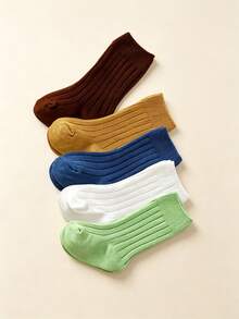5 Pairs Candy Color Mid-Calf Socks For Baby Girls, Cute Versatile All-Match Newborn And Toddler Socks, Classic All-Season Baby Socks, Suitable As A Gift - Multicolor - View 8