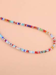 1pc Fashionable Colorful Triangle Geometric Pattern Crystal Collarbone Necklace, Minimalist & Unique, Suitable For Women's Daily Wear, Party, Gathering, Vacation And Travel - Multicolor - View 5