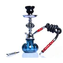 Arabic Hookah Factory, Single-Tube Hookah With Small Glass Container - Black - View 1