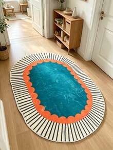 1pc Peacock Green Oval Living Room Carpet, Area Rug, Living Room Carpet, Small Area Rug, Mat, Home Decor, Large Living Room Carpet, Living Room Home Decor, Room Decor, Washable Carpet - Multicolor F - View 5