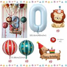 40 Inch Light Blue Number 0-9 Balloon Set, Cute Lion And Dachshund Balloon Circus Theme Suitable For Birthday Party Decoration, Children's Photo Booth Props, - View 15