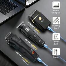 HIENA 3-Piece Professional Wireless Hair Clipper Set, Electric Hair Trimmer + Shaver, Home Adult Haircutting Tool With Haircutting Cape + Multiple Blades - View 4