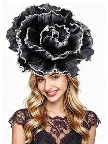 1pc Elegant Flower Fascinators Hat For Women Big EVA Flower Cocktail Fascinator Headwear Wedding Tea Party Hats Prom Hair - A - View 3