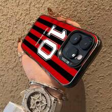 [Ships From Germany/France/Spain/Italy] Phone Case - New Barcelona 10 Red And Black Striped Design, Metal Acrylic Material, Stylish Modern Thickened Shockproof Frosted Back Cover, Compatible With 11/12/13/14/15/16/17 Pro/Max/Plus/Air And Galaxy S21-S26 Ultra – XM13/14/15 Pro/Ultra - 1 Image - View 4