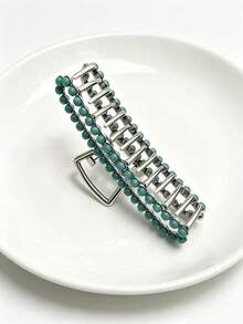 Vintage Turquoise Beaded Hair Clip, Metal Non-Slip Claw Clip, Western Cowboy Style Hair Clip - Multicolor - View 3
