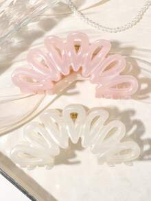 Juego de 2 pinzas para el cabello con forma de flor hueca en blanco lechoso & rosa claro perlado, pinza para moño en la parte posterior de la cabeza, coleta, peinado semirecogido, control de cabellos sueltos, accesorios para el cabello minimalistas casuales frescos elegantes para uso diario en casa oficina trayecto compras cita viaje vacaciones - Multicolor - Ver 4