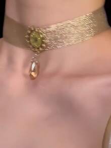 1 buah Kalung Choker Lolita Musim Semi/Panas, Tali Leher Gaya Gothic, Cocok untuk Dipakai di Hari Valentine dan Sebagai Hadiah untuk Teman - Emas - View 3