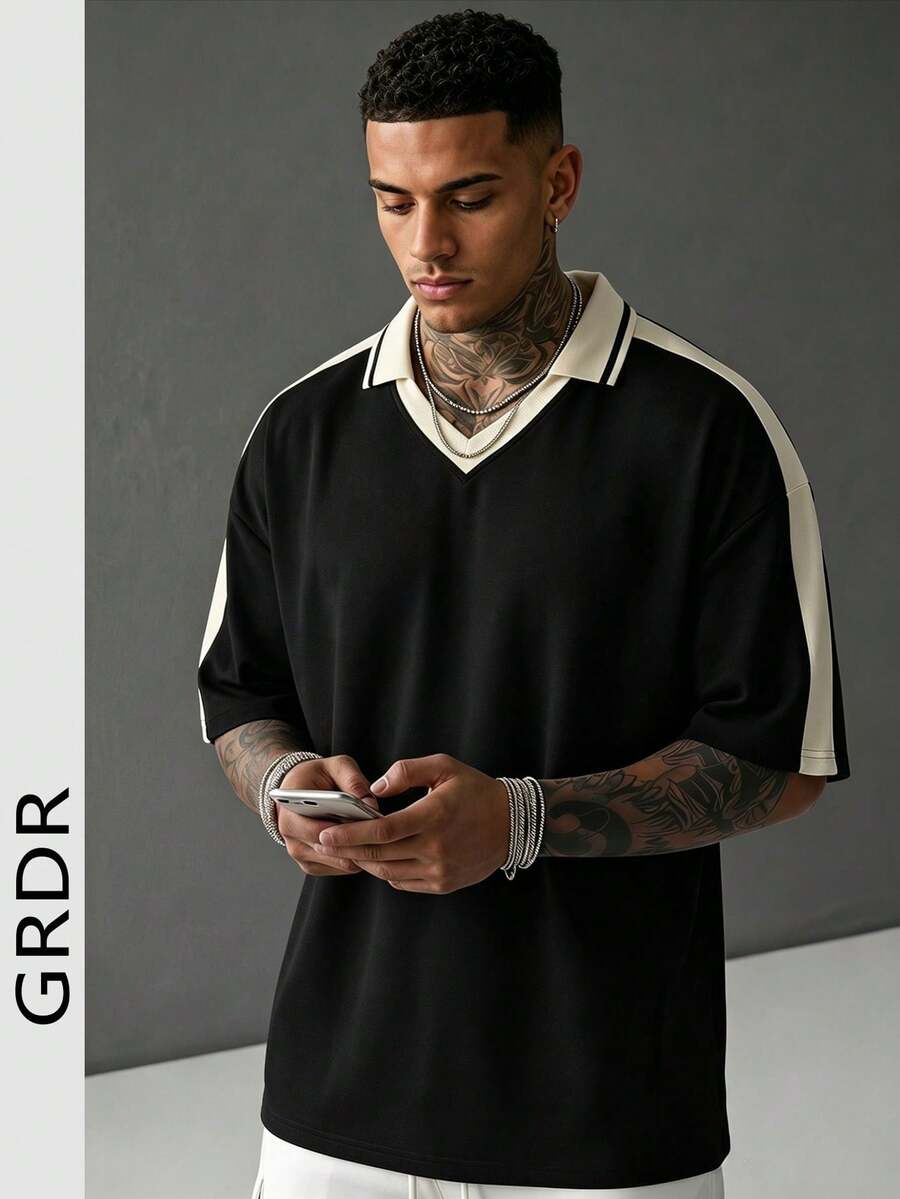 Camiseta Casual de Manga Curta para Verão GRDR, Minimalista e Fashionável em Cor Sólida, Adequada para Corrida e Uso Diário