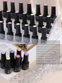 120/240 Peças Adesivos de Exibição de Unhas Falsas com Ponto Redondo para Tabela de Cores de Esmalte, Tabela de Exibição de Cores de Arte de Unhas Transparente com Adesivo no , Adequado para Treinamento e Prática de Esmalte de Unhas - Multicolorido - Visão 4