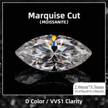 Moissanite Marquise Cut Loose Gemstone For Pendant, Necklace, Ring, Stud Earrings, Jewelry Making - White - View 15