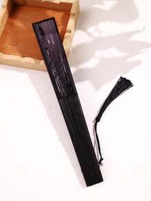 優雅復古中式水墨蓮花摺扇，漢服旗袍裝飾，舞蹈道具扇 - 彩色 - 查看 4