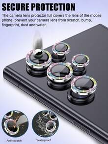 Gorilla Hero 1 Set, Colorful Camera Lens Protector Combination, Independent Protection For Phone Lens, Silver Glitter Decoration, Anti-Collision, Anti-Scratch, Ultra-Thin Glass, Hardness Guaranteed, Compatible With Samsung Phone Models Fold 8 Ultra/Fold 8/S22/S23/S24 Ultra/S25 Ultra/S26 Ultra/Z Flip/Z Fold Series Camera Lens Protector - Colorful - View 4