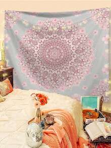 One Mandala Bohemian Pattern Tapestry, Modern Polyester Square Decorative Wall Hanging, Suitable For Living Room And Bedroom - Multicolor - View 3