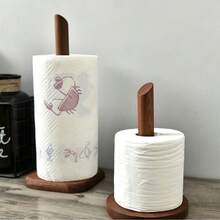 1pc Solid Walnut Wood Hole-Free Kitchen Paper Towel Holder - Vertical Paper Towel Roll Rack, Countertop Home Paper Towel Storage Rack, Suitable For Kitchen And Bathroom, Home Storage Box And Storage Rack, Home Accessories, Water Tank Hanging Design, Independent Floating Bathroom Dining Table Storage Rack, Can Support Multiple Paper Towel Rolls - Multicolor - View 6