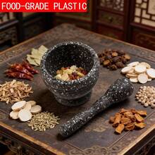 Mortar And Pestle Set Guacamole Bowl Shell Garlic Pepper Press Grinder Crusher Mix ﻿ - màu đen - Xem 3
