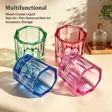 Colored Octagonal Crystal Nail Polish Cup With Lid, A Liquid Container For Cleaning Brushes And Mixing Colors In Nail Art. - Multicolor - View 11