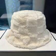 新款時尚秋冬中性貝雷帽 米色格紋麂皮水桶帽 日系羊羔絨耳罩水桶帽 韓系百搭顯臉小水桶帽 日系羊羔絨水桶帽 休閒百搭保暖麂皮水桶帽 - 棋盤格 - 查看 3