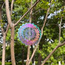 Nordic Style Mandala Wind Chime, Wind Spinner, 3D Rotating Wind Chime, Ultra-Bright Reflective Bird Repeller, Battery-Free, Outdoor Garden Decoration, Fluid Visual Effect, Suitable For Balcony, Outdoor Garden Yard Hanging Decoration, Perfect Choice For Holiday Gift - Colorful Mandala Pattern - View 1