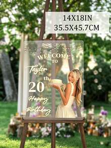 [2D Flat] Customized Birthday Welcome Sign, Lighting Up Joyful Celebrations Premium Acrylic Material, Exquisite Texture, Photo, Name, Blessing Message Customizable Various Sizes Available - Multicolor - View 4