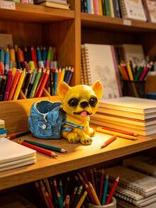 1PC Resin Dog Pen Holder, Cute Cowboy Bag Desk Organizer, Christmas Gift For Teacher Friend Student, Birthday Present For Pet Lover School Supplies - Style 1 - View 7
