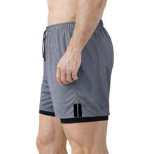 Kit Of 3 Men's Dry Fit 2-In-1 Shorts For Gym And Running With Cell Phone Pocket - BLACK/GRAY/WHITE - View 3